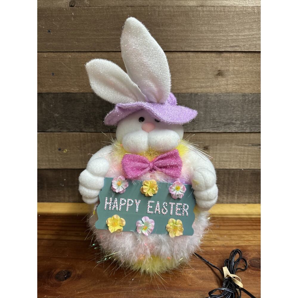 Easter Bunny w/Fiber Optic Twinkling Lights, Pastel Colors, 17" Tall